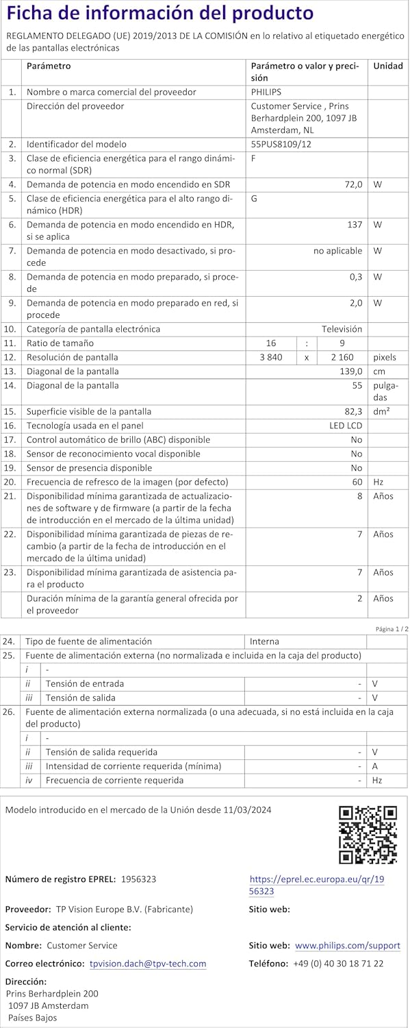 Philips Ambilight 43PUS8109 Smart TV LED 4K - Écran 43 Pouces avec Plate-Forme Pixel Precise Ultra HD, Titan OS et Son Dolby Atmos, Fonctionne avec l’Assistant Vocal Alexa et Google - Chrome satiné