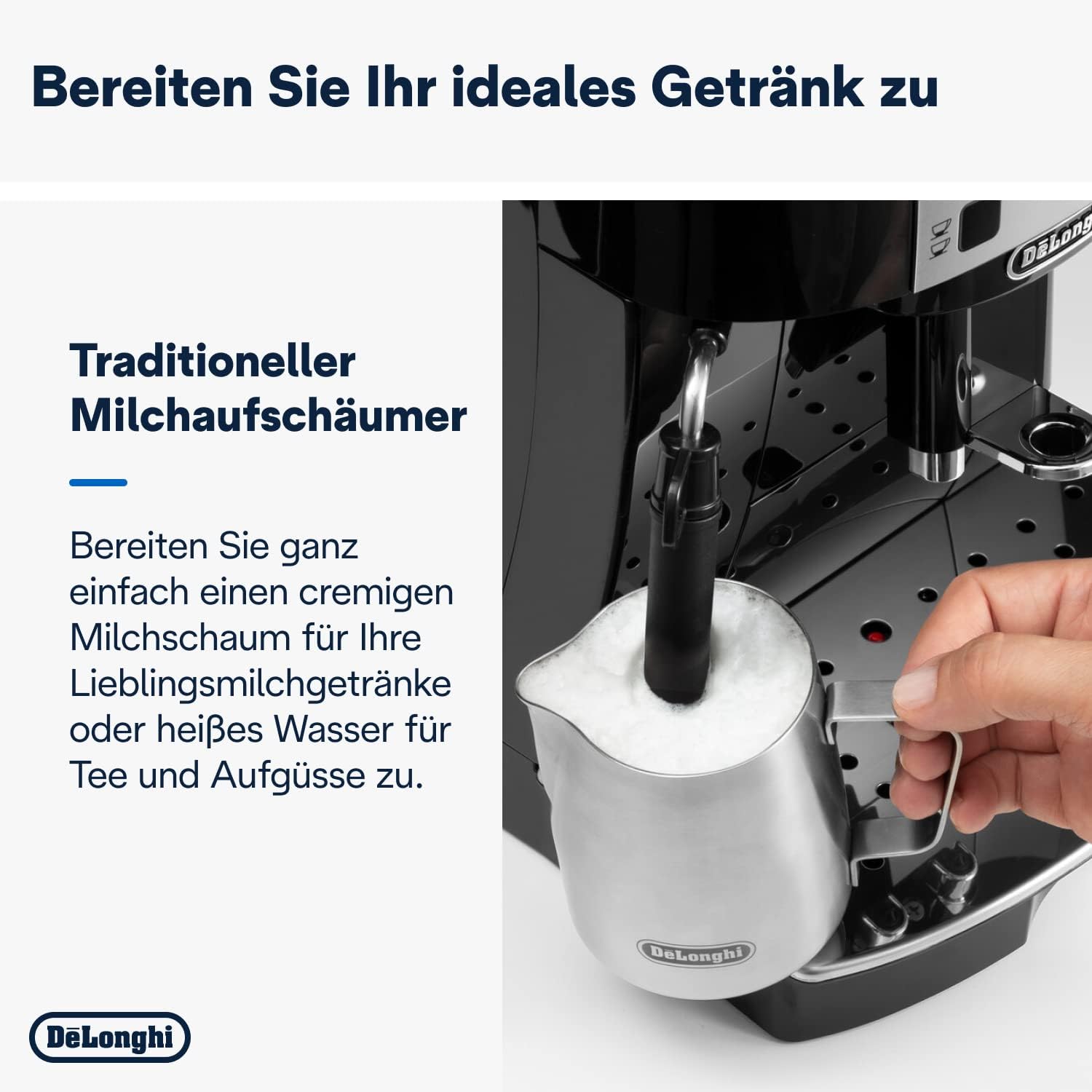De'Longhi Magnifica S ECAM11.112.B, Kaffeevollautomat mit Milchaufschumdüse für Cappuccino, mit Espresso Direktwahltasten und Drehregler, 2-Tassen-Funktion, Schwarz