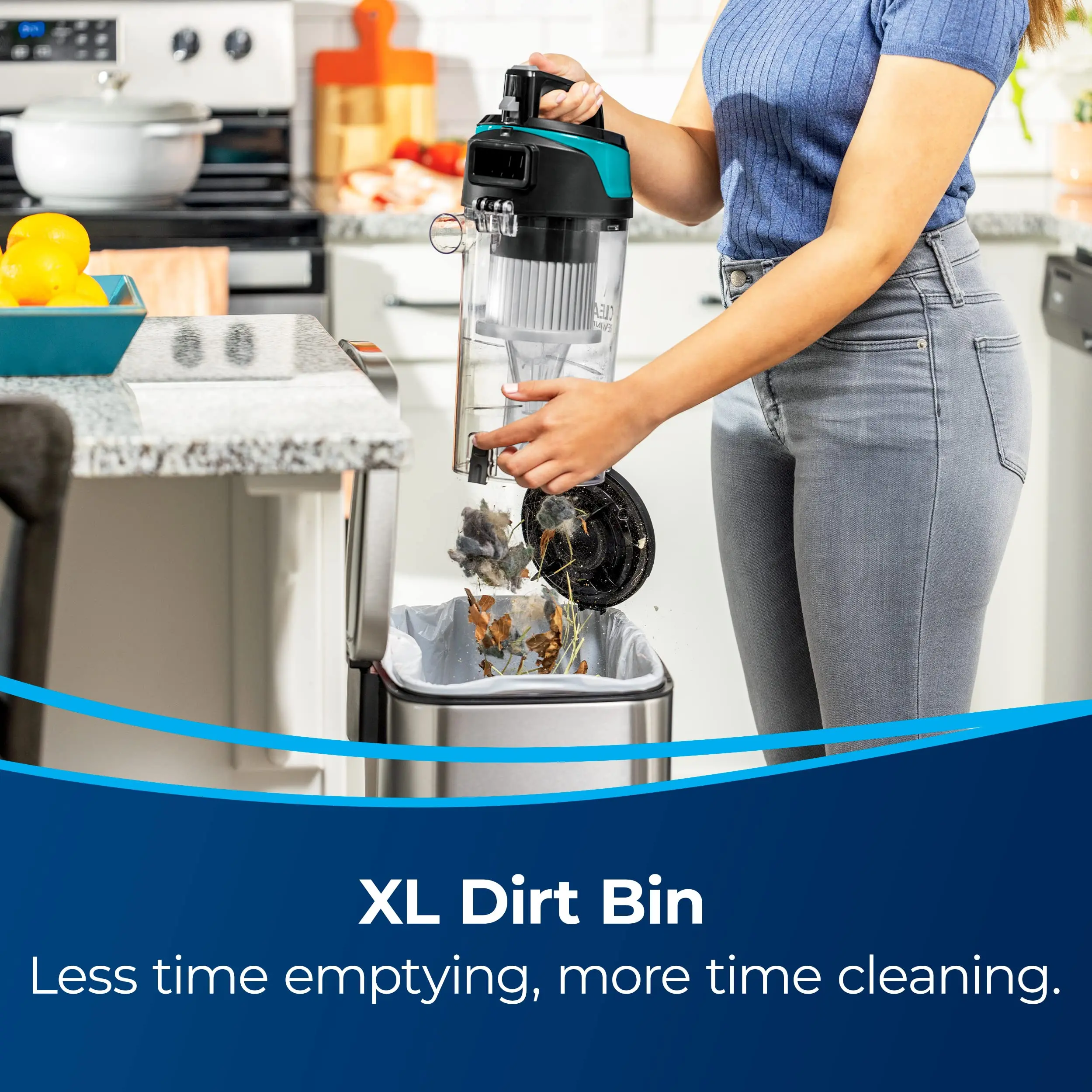 BISSELL CleanView Rewind Upright Bagless Vacuum with Automatic Cord Rewind & Active Wand, 3534, Black/Teal/Gray