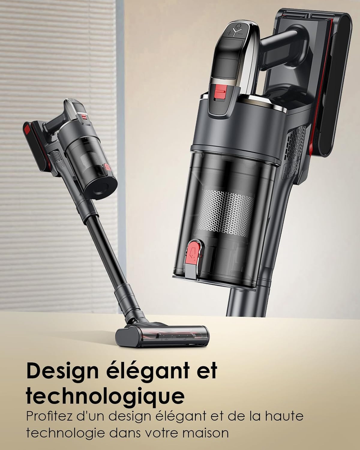 Linkifly A11 Aspirateur Balai sans Fil, Aspirateur sans Fil Puissant 48Kpa et 60 Min, avec Technologie Cyclonique et Anti-Enchevêtrement, Aspirateur Balai pour Les Poils d'animaux/Tapis/Sols Durs