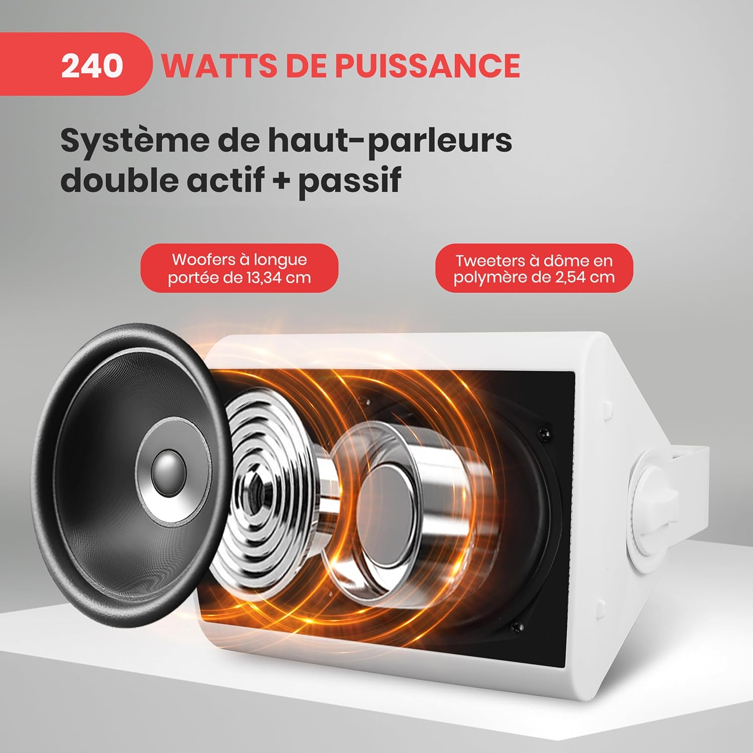 Pyle Enceinte d’Extérieur Bluetooth, Enceinte Mural étanche 240 W, Paire de Haut Parleur Imperméables, Active + Passive,Résistant à l'eau, Son Stéréo, Utilisation dans la Piscine, Patio, l'Intérieur