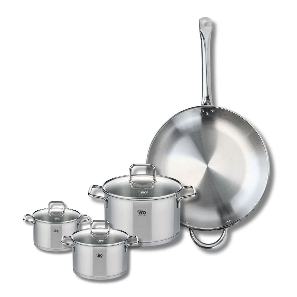 Set de 1 Poêle de cuisson 32 cm et 3 faitouts 12, 16 et 20 cm Elo Profi Citrin Elo
