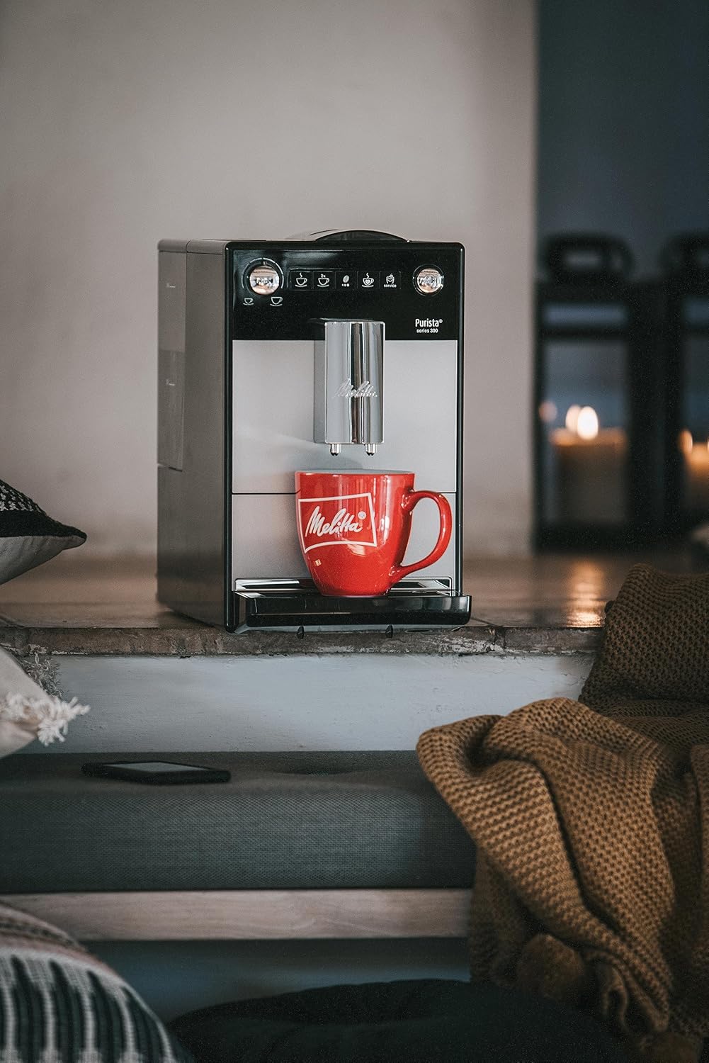 Melitta Purista Argent, Machine à Café à Grains avec Broyeur et Système d'Extraction des Arômes, Silencieuse, Mode 1 à 2 Tasses, Cafetière Expresso 1L, Automatique, F230-101