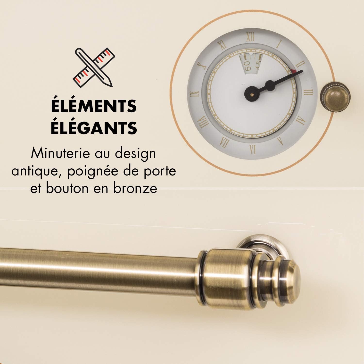 KLARSTEIN Victoria four encastré - four encastrable, four électrique encastrable, 9 fonctions, minuterie, 50-250°C, 70L, 10 positions pour plaques, porte amovible nettoyage facile, éclairage, ivoire