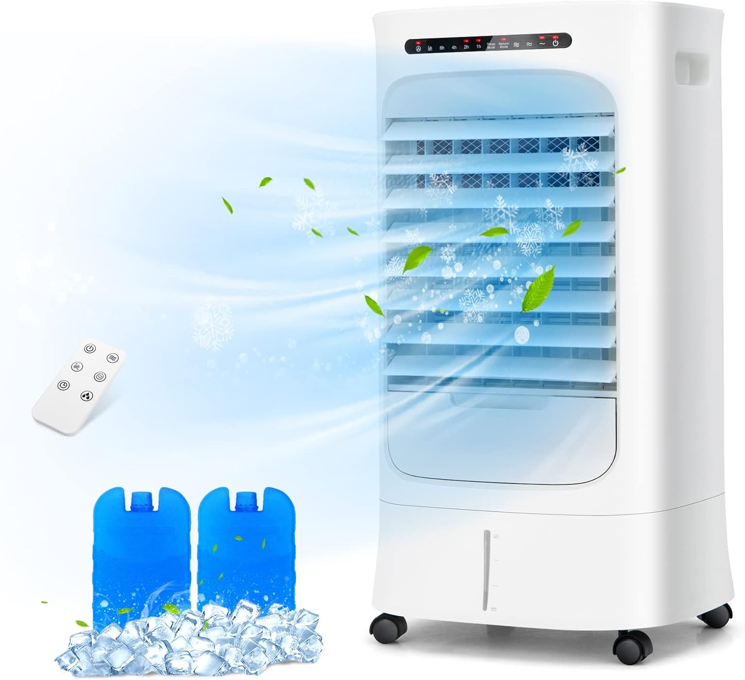 RELAX4LIFE Rafraîchisseur d’Air Mobile avec Humidificateur et Purificateur, 3 Mode de Vitesse, Climatiseur avec Réservoir d'Eau 8L et Filtre Amovible et Lavable pour Chambre, Bureau, Salon