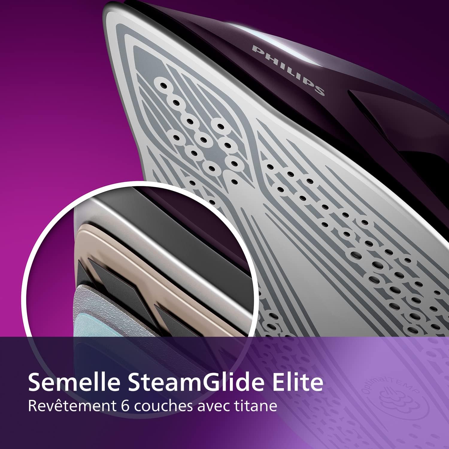 Philips PerfectCare Série 7000 Centrale Vapeur - 2100W, 600g, Pression de 8 bars, Technologie OptimalTEMP, Réservoir de 1,8 L, Violet (PSG7150/30)