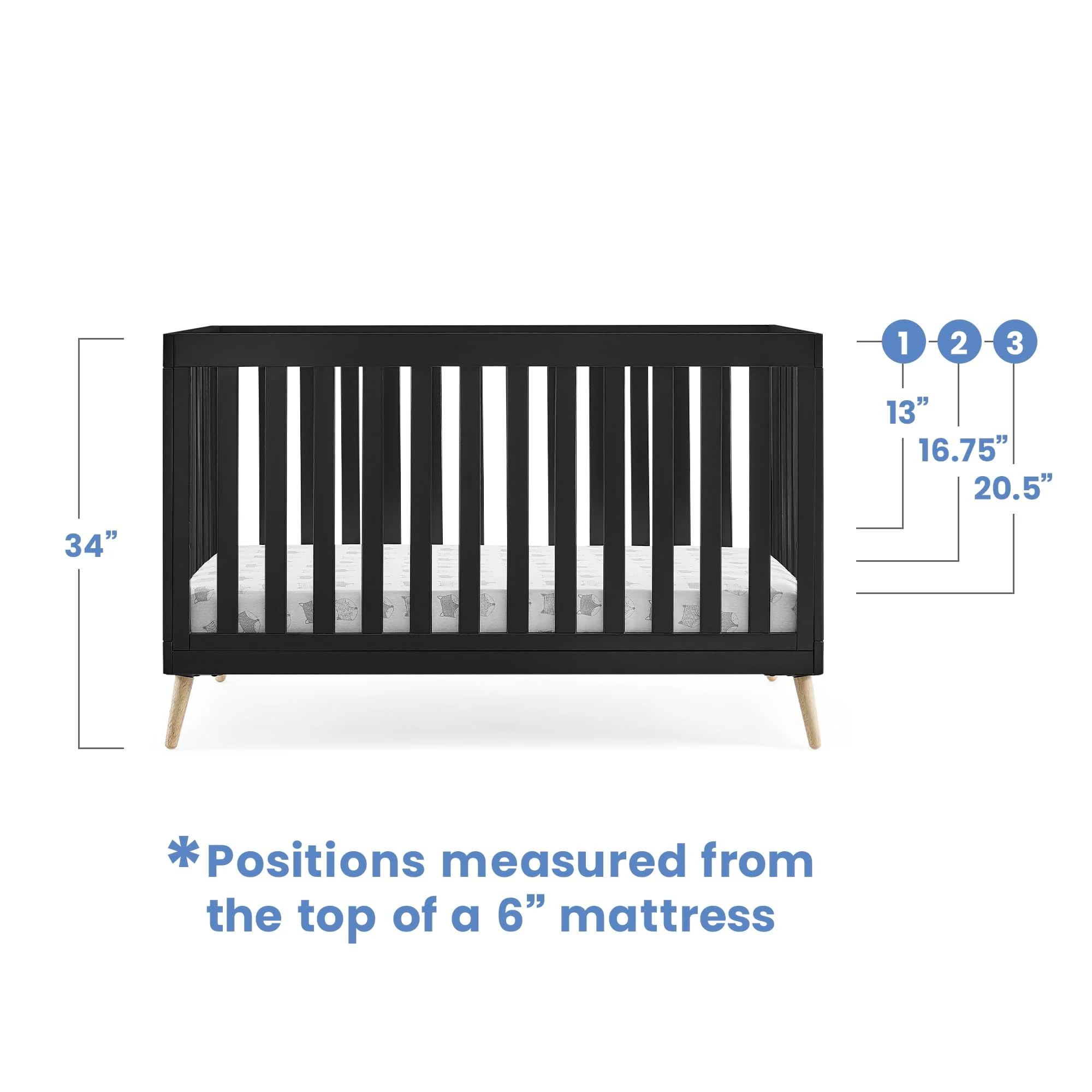 Essex 4-in-1 Convertible Baby Crib with Toddler Mattress
