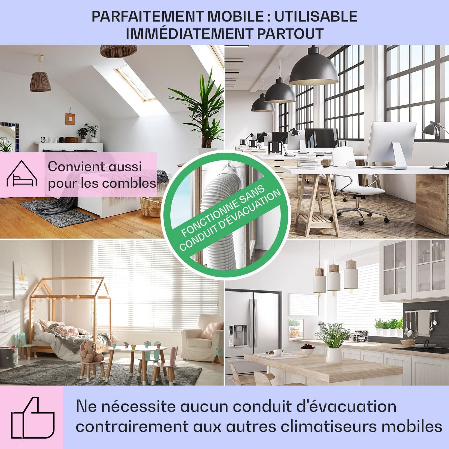 Klarstein Rafraichisseur d'Air Mobile 5 en 1, Refroidisseur d'Air par Evaporation avec Humidificateur, Ventilateur, Ioniseur, Climatiseur Mobile Sans Évacuation, Mode Nuit, 85W, Débit d'Air 3306m³/h