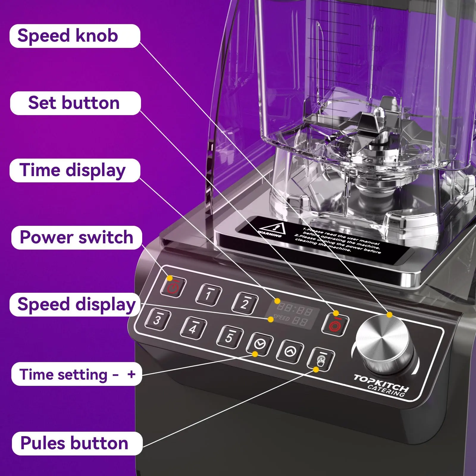 Commercial Blender 70oz 3.5 hp 5 Programmable Function,Quiet Blender with Digital Waterproof Touchpad and Quiet Sound Enclosure - 120V