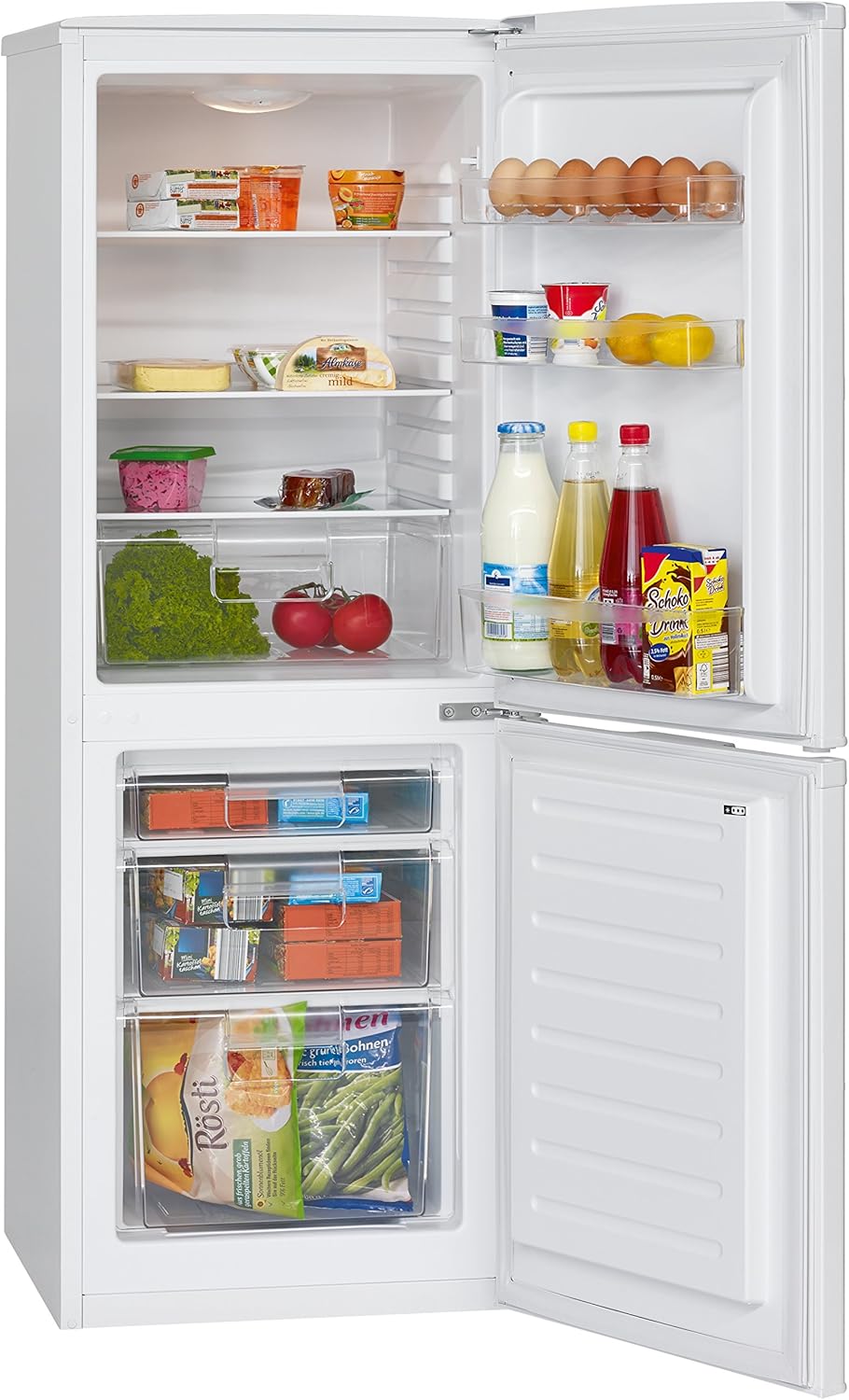 Réfrigérateur - congélateur Bomann KG 320 - Classe énergétique A+++ - Hauteur : 143,80 cm - 163 kWh/an - Réfrigérateur de 112 litres - Congélateur de 48 litres Weiß