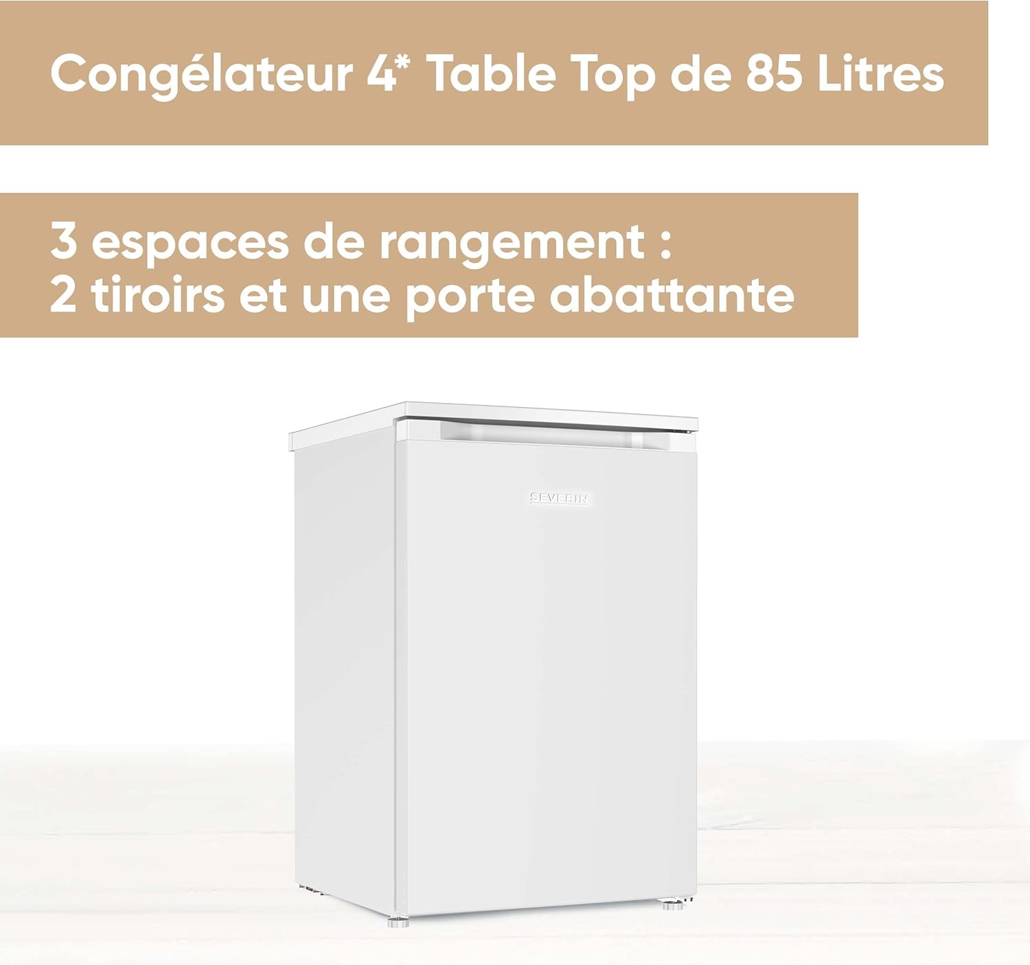 SEVERIN Combiné Table Top, Mini Bar, Mini réfrigérateur Pose libre, Réfrigérateur bar de largeur 56 cm, Volume : 120 Litres, Classe D, 110 kWh/an, 39 dB, Blanc, TKS 8846