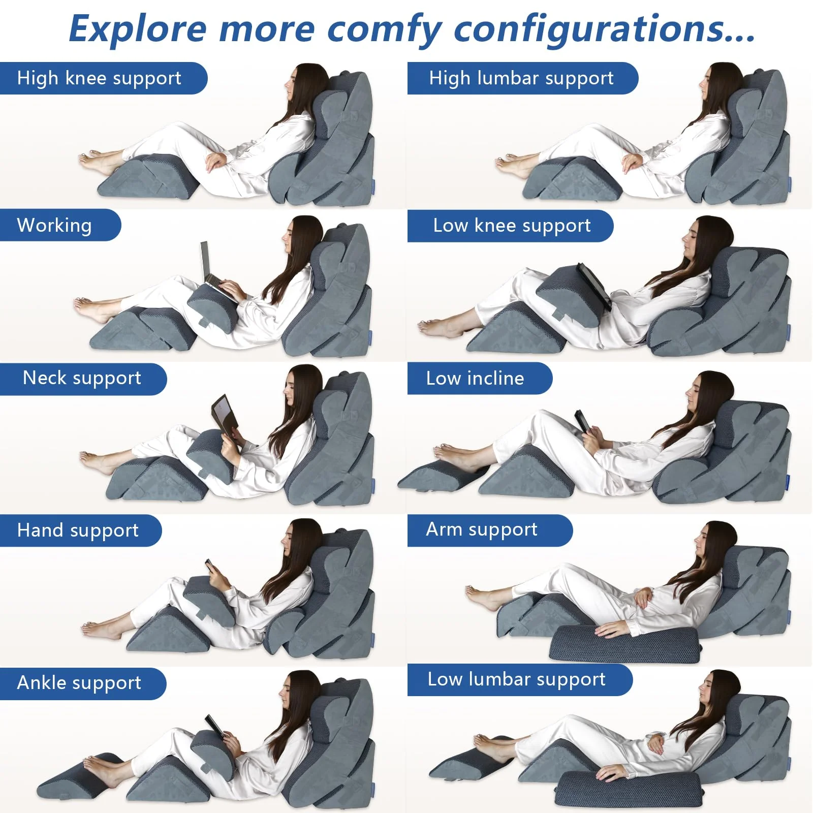 KingPavonini 6PCS Orthopedic Bed Wedge Pillow for Sleeping