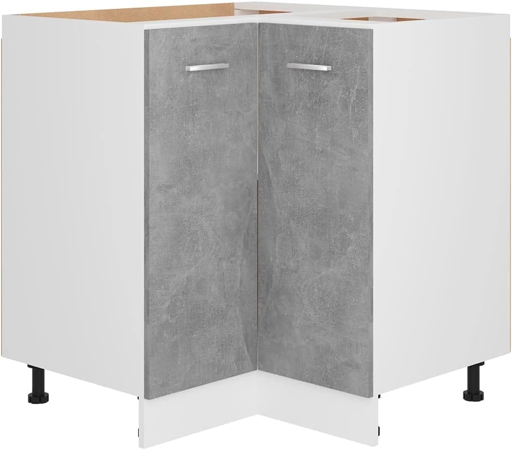 vidaXL Armoire à Micro-Ondes Placard Armoire de Rangement Meubles de Cuisine avec 4 Etagères Intérieur Maison Gris Béton 60x57x207 cm Aggloméré