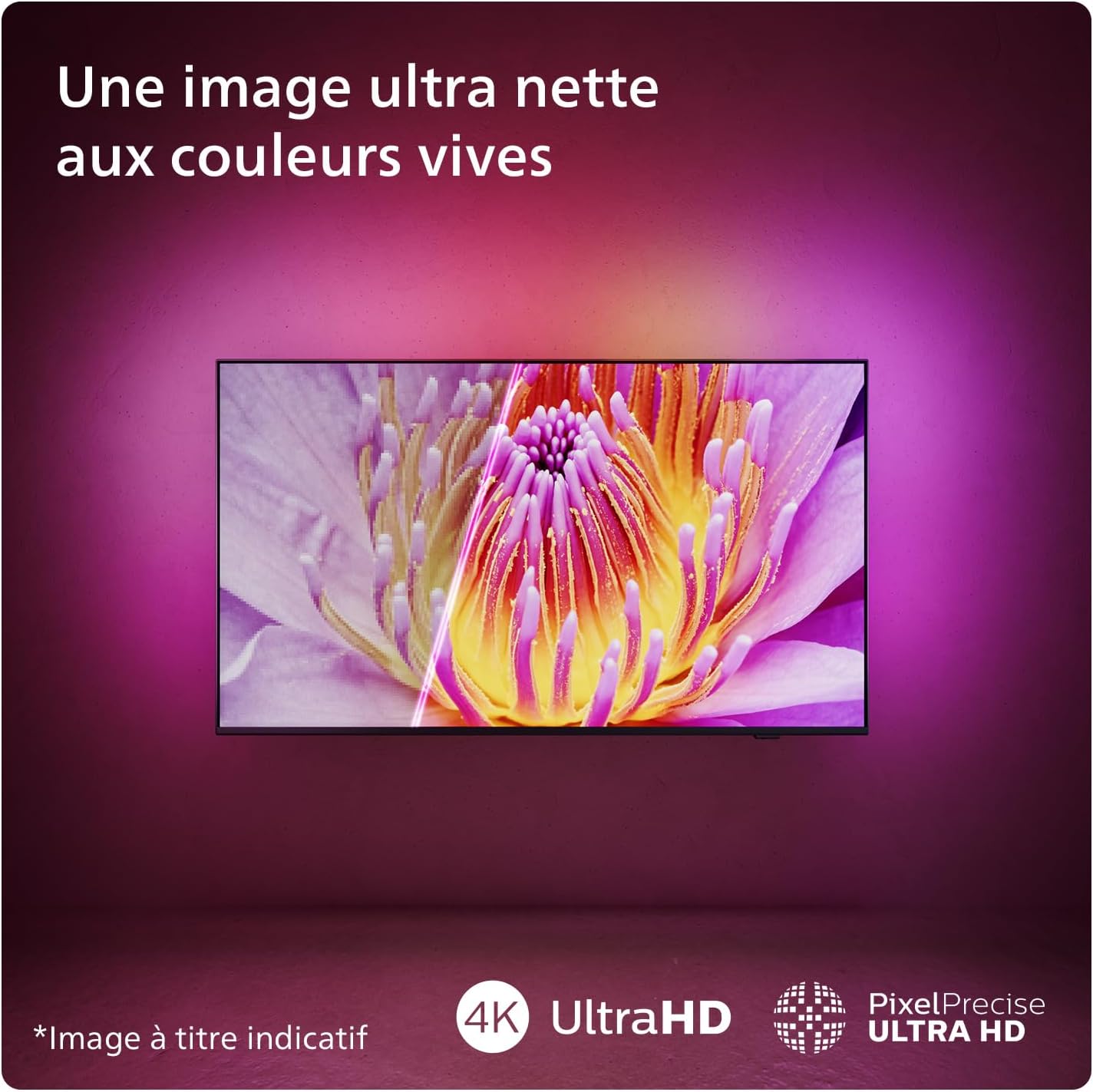 Philips Ambilight 43PUS8109 Smart TV LED 4K - Écran 43 Pouces avec Plate-Forme Pixel Precise Ultra HD, Titan OS et Son Dolby Atmos, Fonctionne avec l’Assistant Vocal Alexa et Google - Chrome satiné