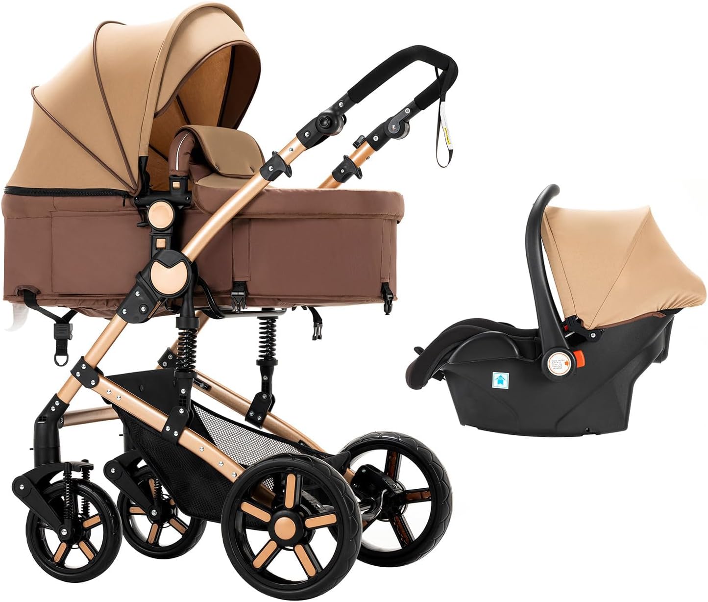 NADDLILY Poussette 3 en 1, Poussette Bebe avec Conception Portable Pliable en Un Clic, Pousette 3 en 1 avec Poussée Réversible Bidirectionnelle, Poussette Canne avec Accessoires (V9 Black)