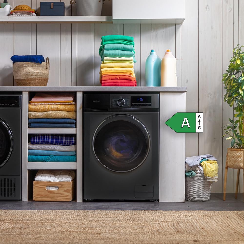 Cecotec Lavadora 8 Kg Carga Frontal Bolero Dresscode 8500 Inverter A. 1900 W, 1400 rpm, Motor Inverter Plus, Bajo Consumo, 16 Programas, SteamMax, Delay Start, Blanco