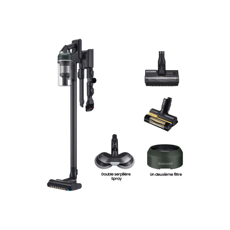 Aspirateur Balai   Pack Jet 85 Pet Vert + Double Serpilliere Spray + 2eme Filtre A Particules Fines Samsung