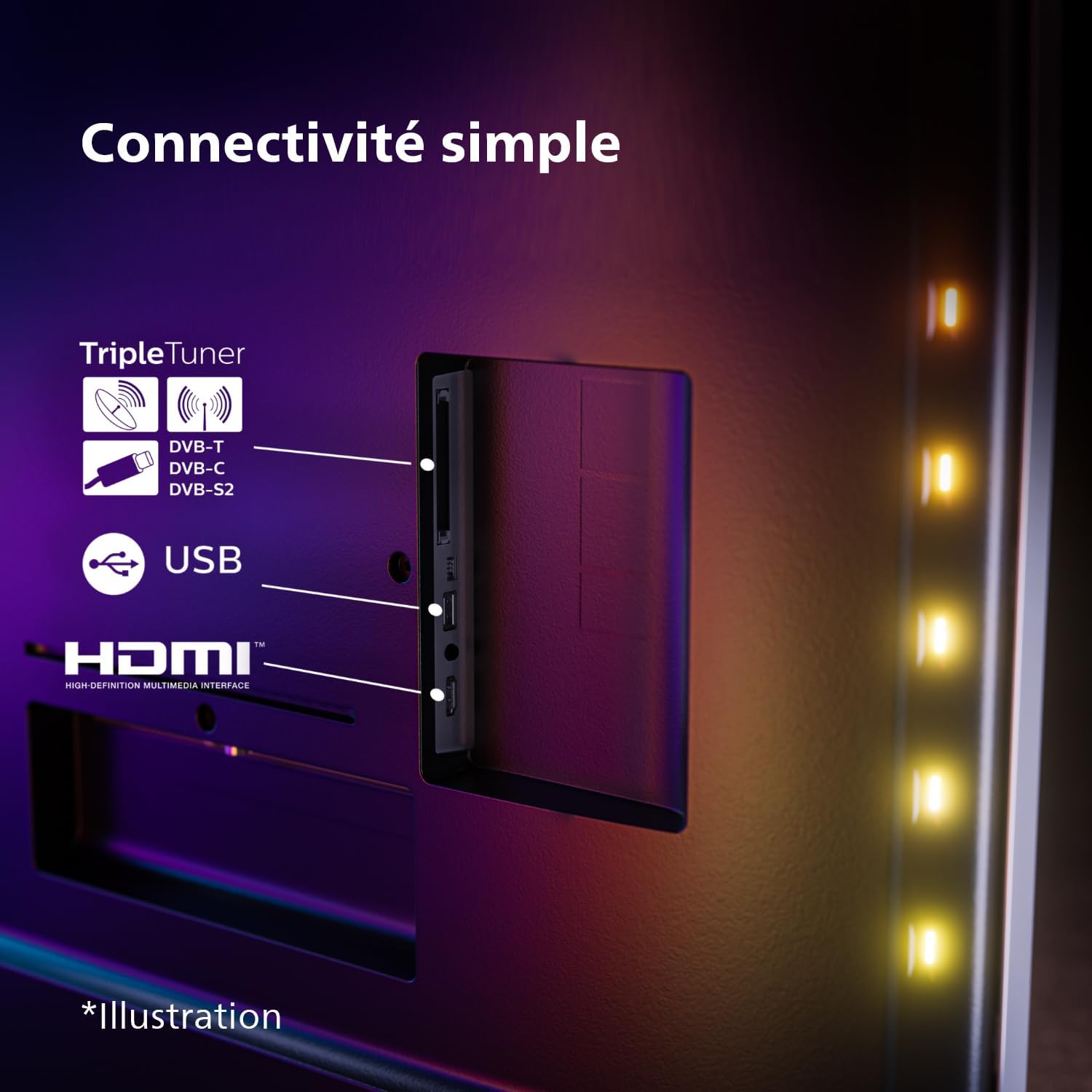 Philips Ambilight 43PUS8109 Smart TV LED 4K - Écran 43 Pouces avec Plate-Forme Pixel Precise Ultra HD, Titan OS et Son Dolby Atmos, Fonctionne avec l’Assistant Vocal Alexa et Google - Chrome satiné