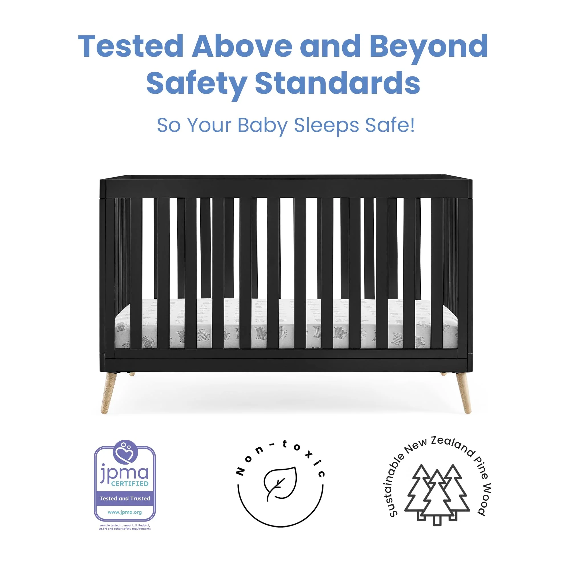 Essex 4-in-1 Convertible Baby Crib with Toddler Mattress