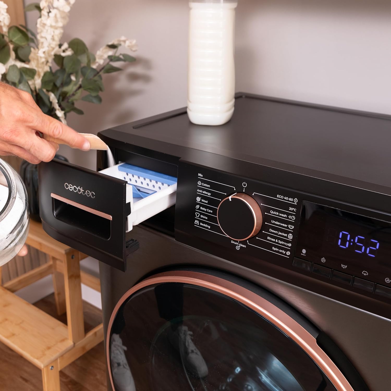 Cecotec Lave-linge 10Kg Bolero DressCode 10610 Inverter Steel A. Chargement Frontale, 1400 RPM, Steam Max, Motor Inverter Plus, 15 Programmes, OnSmart, Stop&Go, Caoutchouc Antibactérien, Drum Clean