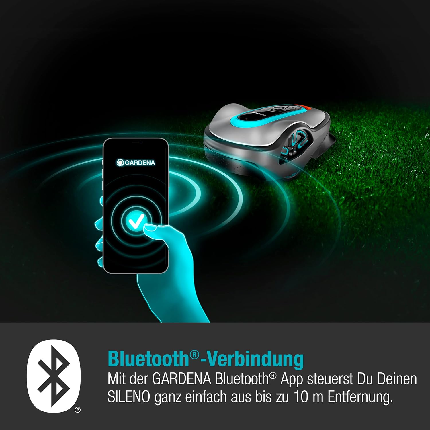 Gardena Mhroboter SILENO minimo 500 m: intelligenter Rasenmher mit optimaler Konnektivitt, mit Gardena Bluetooth App programmierbar, DE-Version (15202-20)