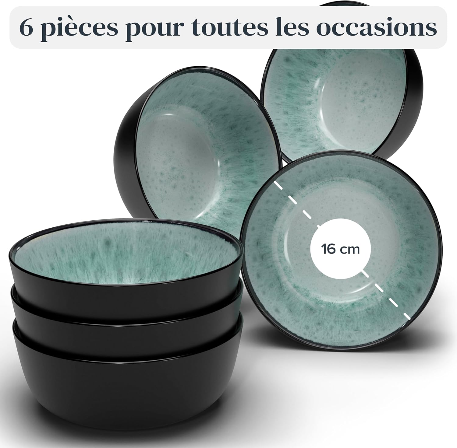 Service de Vaisselle en Grès Ibiza 36 pièces –Ensemble de Vaisselle pour 12 Personnes, Adapté au Lave-Vaisselle et au Micro-Ondes, Pure Living bleu fumé, Assiettes Service de Table