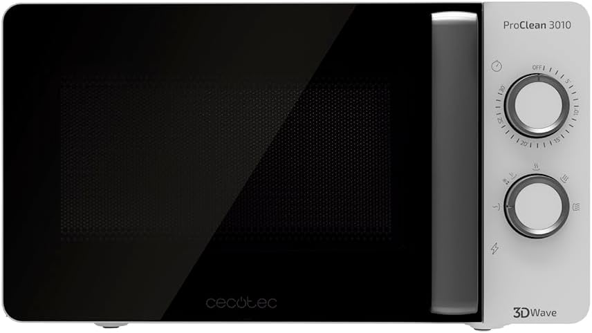 Cecotec Four à micro-ondes ProClean 9110 FullINOX avec grill 1000 W, 30 litres, 5 niveaux de puissance, 8 programmes, minuterie de 60 minutes, revêtement Ready2Clean, design avant miroir