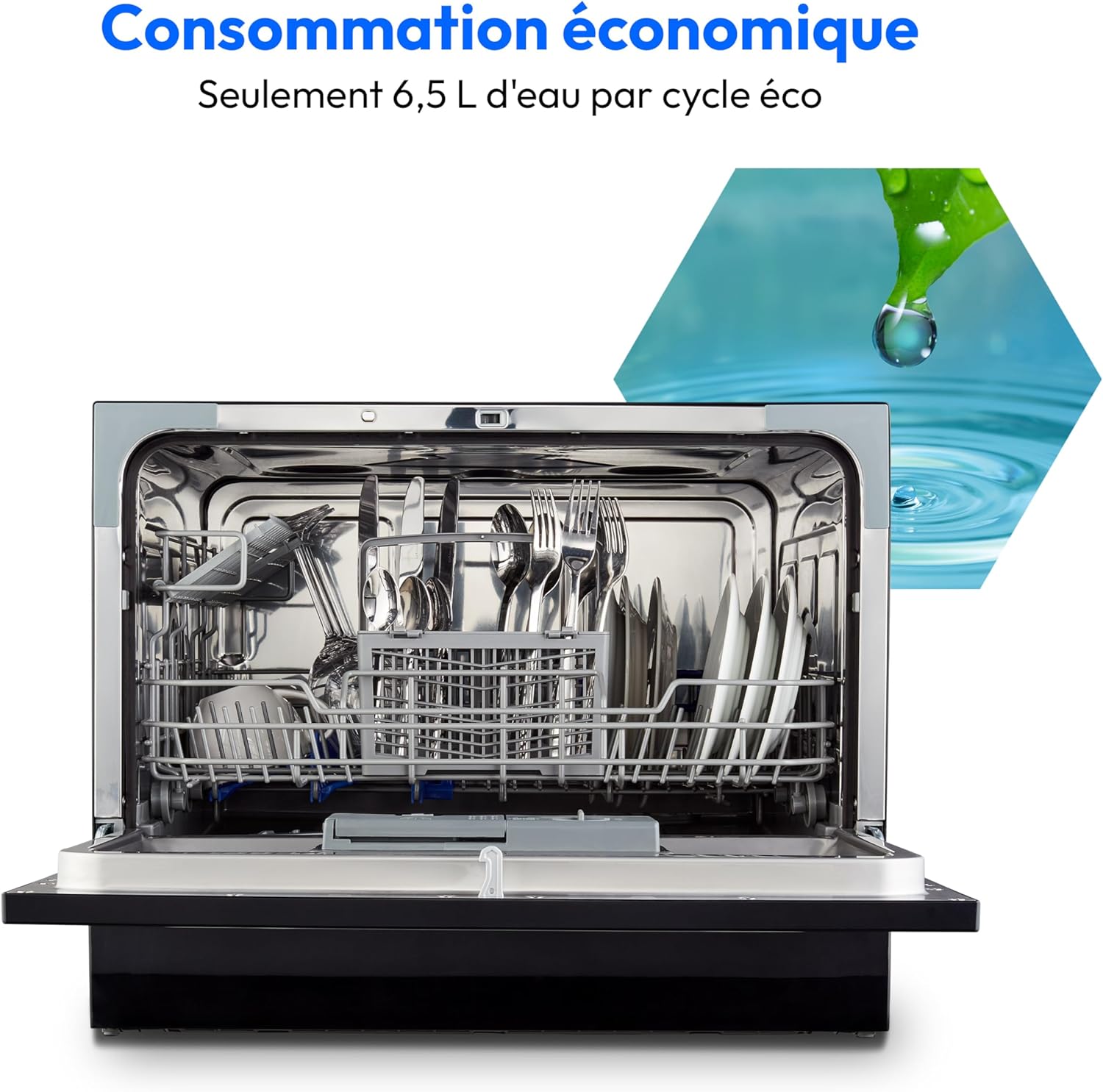 MEDION Lave-vaisselle de table (capacité 6 couverts, 7 programmes de nettoyage, affichage LED, 47 dB, MD37496) blanc