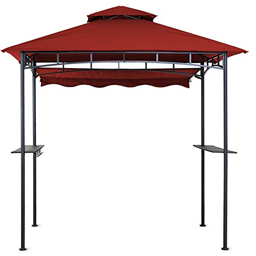 Double Tiered Grill Gazebo 11X 5, Outdoor BBQ Patio Canopy Tent with Stretchable Side Awning
