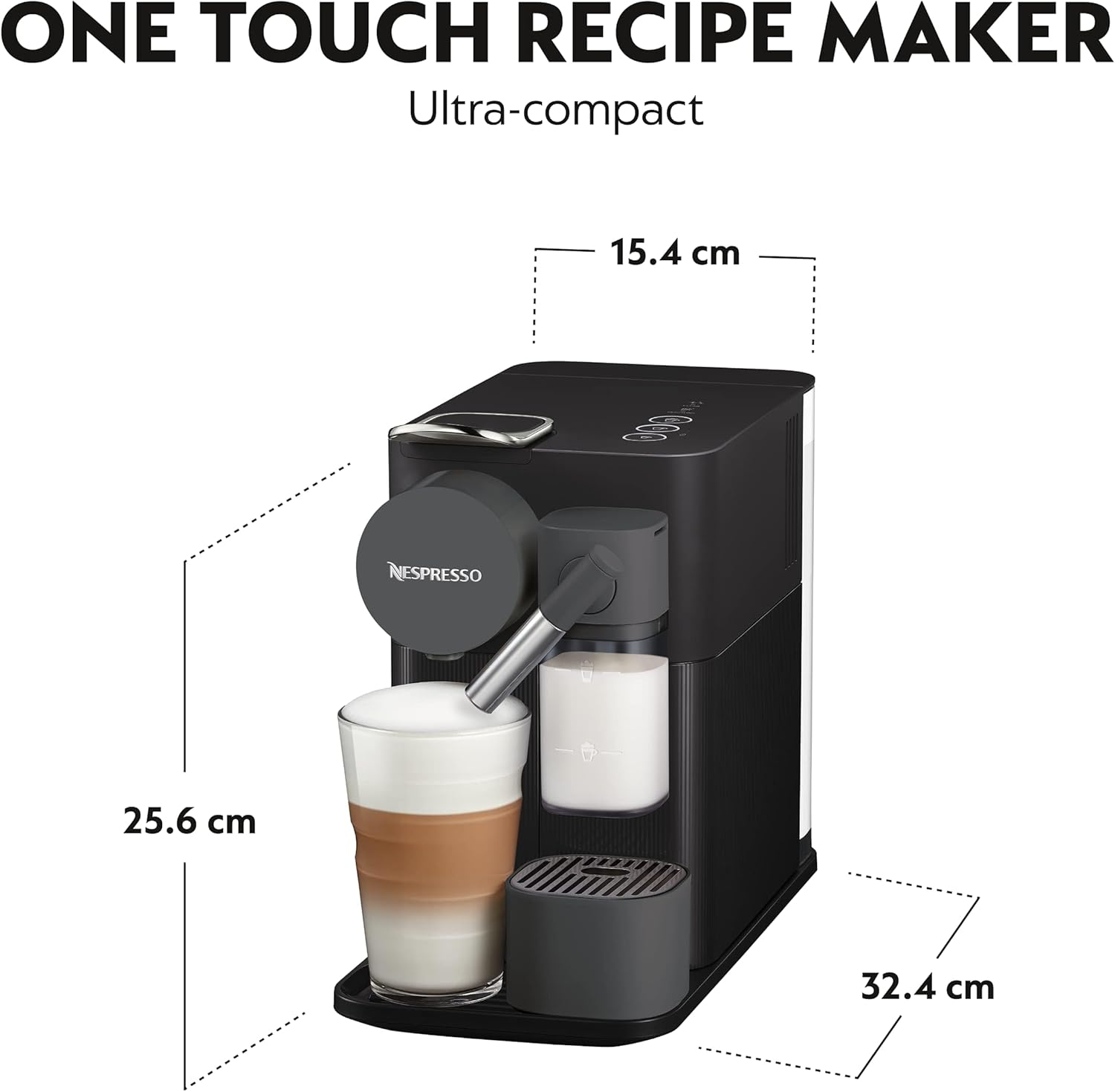 De'Longhi Nespresso Lattissima One Evo EN510.B, Machine a Café Capsule, Expresso et Cappuccino, 1450W, Noir