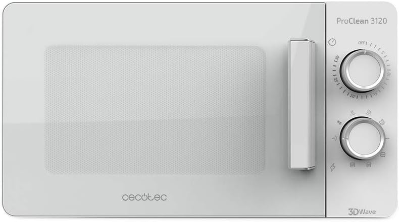 Cecotec Four à micro-ondes ProClean 9110 FullINOX avec grill 1000 W, 30 litres, 5 niveaux de puissance, 8 programmes, minuterie de 60 minutes, revêtement Ready2Clean, design avant miroir