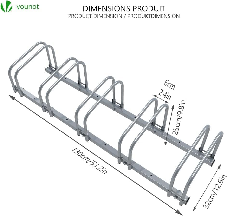 vounot® Râtelier vélo 3 vélos Range vélo Système Range vélo Rangement pour vélo Support pour Bicyclette Sol ou Mural en Acier revêtu Support de Rangement vélo Jardin ou Garage Râtelier Familial