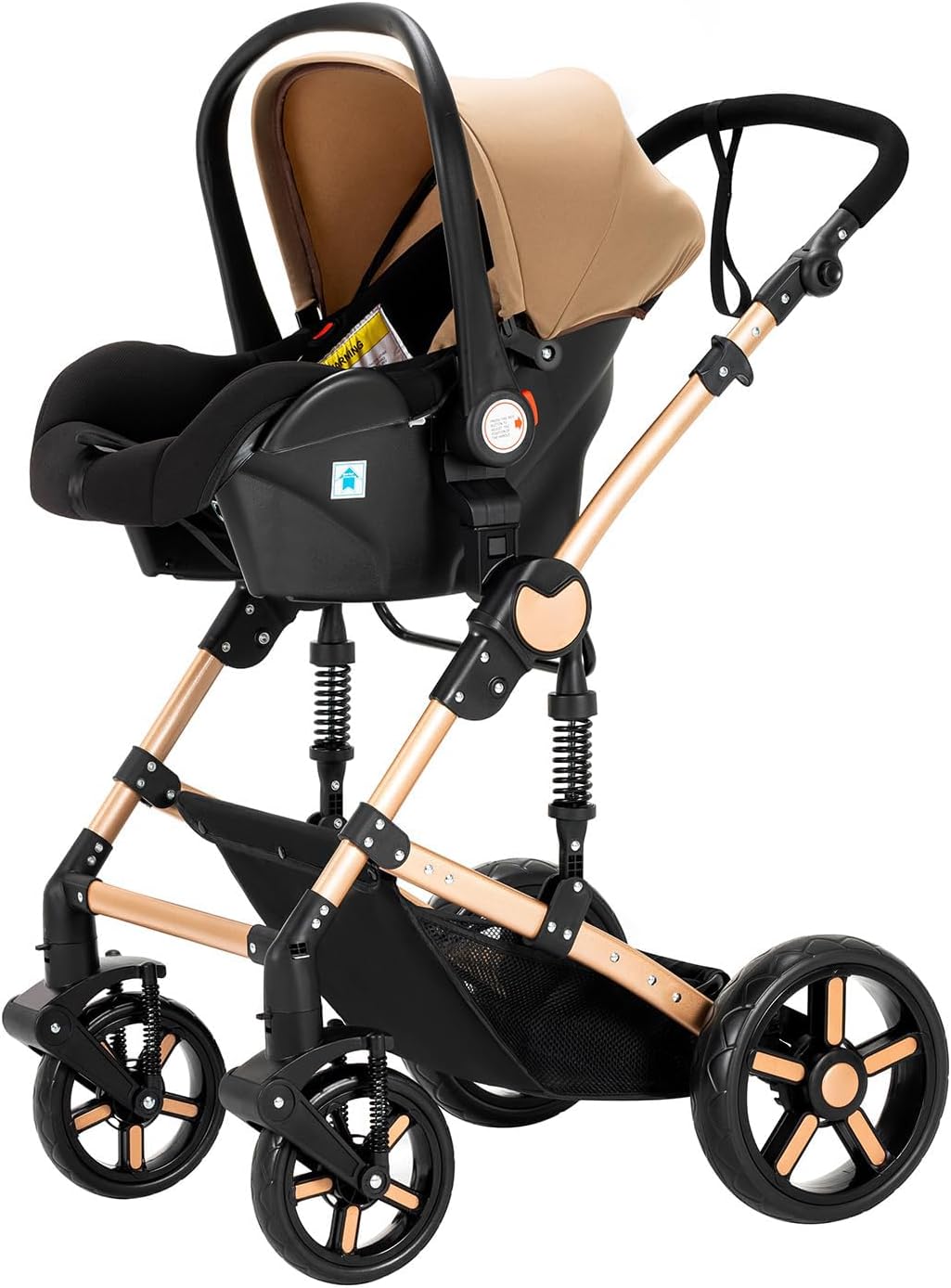 NADDLILY Poussette 3 en 1, Poussette Bebe avec Conception Portable Pliable en Un Clic, Pousette 3 en 1 avec Poussée Réversible Bidirectionnelle, Poussette Canne avec Accessoires (V9 Black)