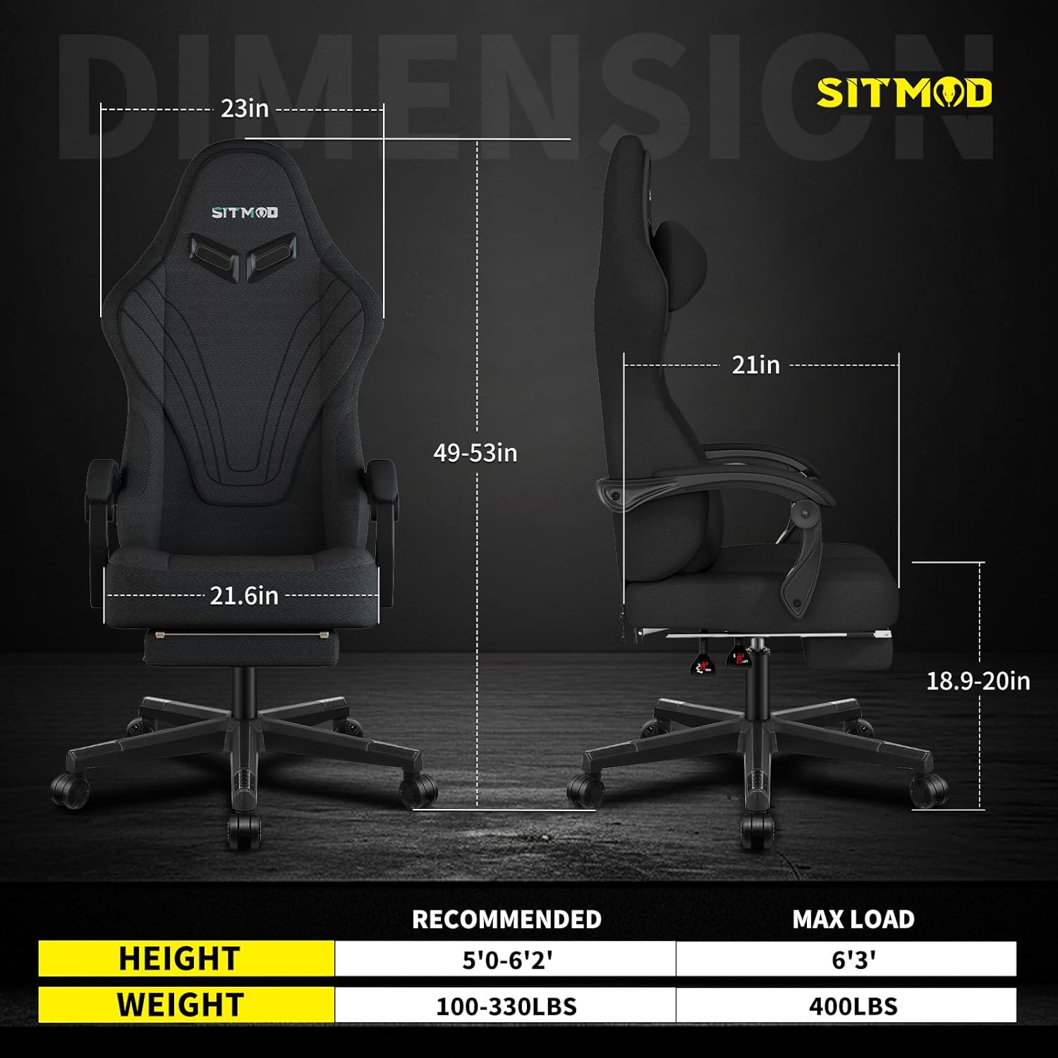 Ulody Chaise Gaming Ergonomique, Fauteuil de Bureau Pivotant, Dossier Haut, Siege Gamer avec Appui-tête et Soutien Lombaire Ajustables, Chaise de Jeu avec Repose-Pieds(Gris)