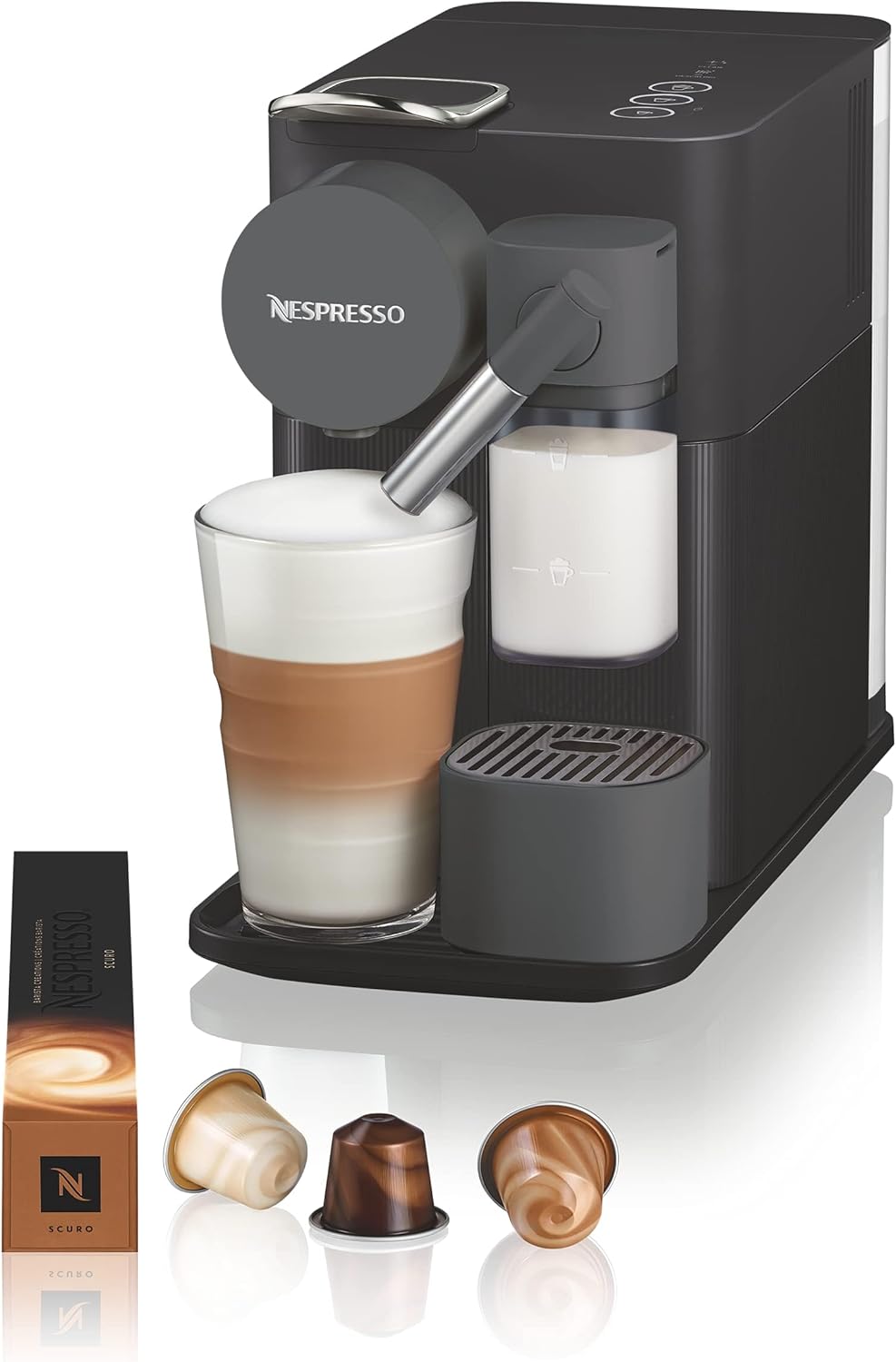 De'Longhi Nespresso Lattissima One Evo EN510.B, Machine a Café Capsule, Expresso et Cappuccino, 1450W, Noir
