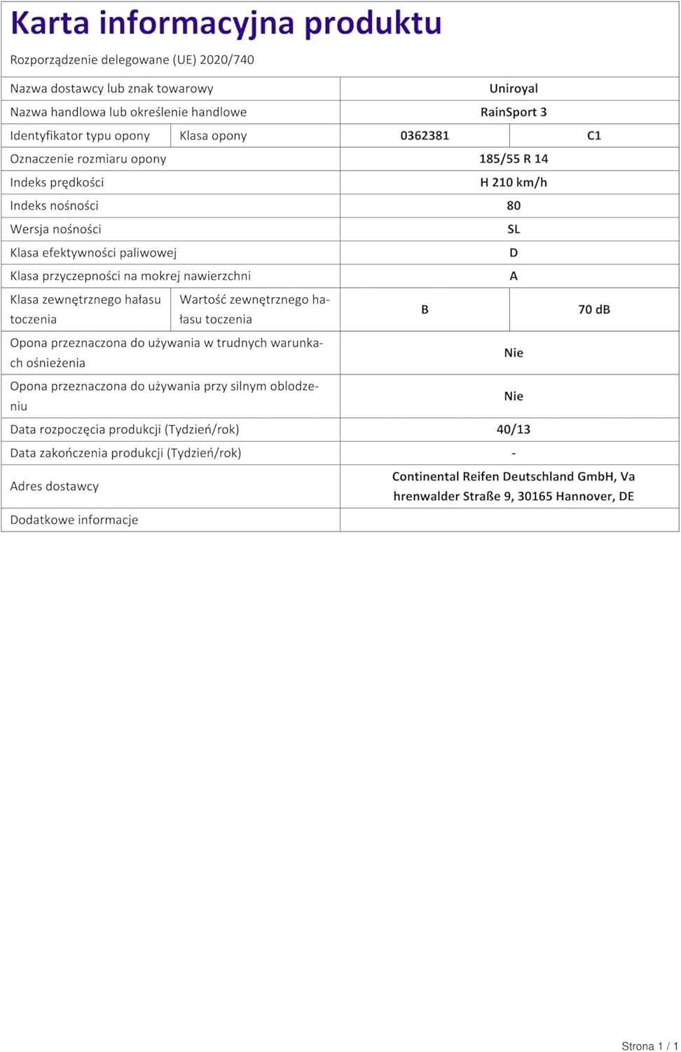 Uniroyal RainSport 3 FR - 225/45R17 91V - Pneu té
