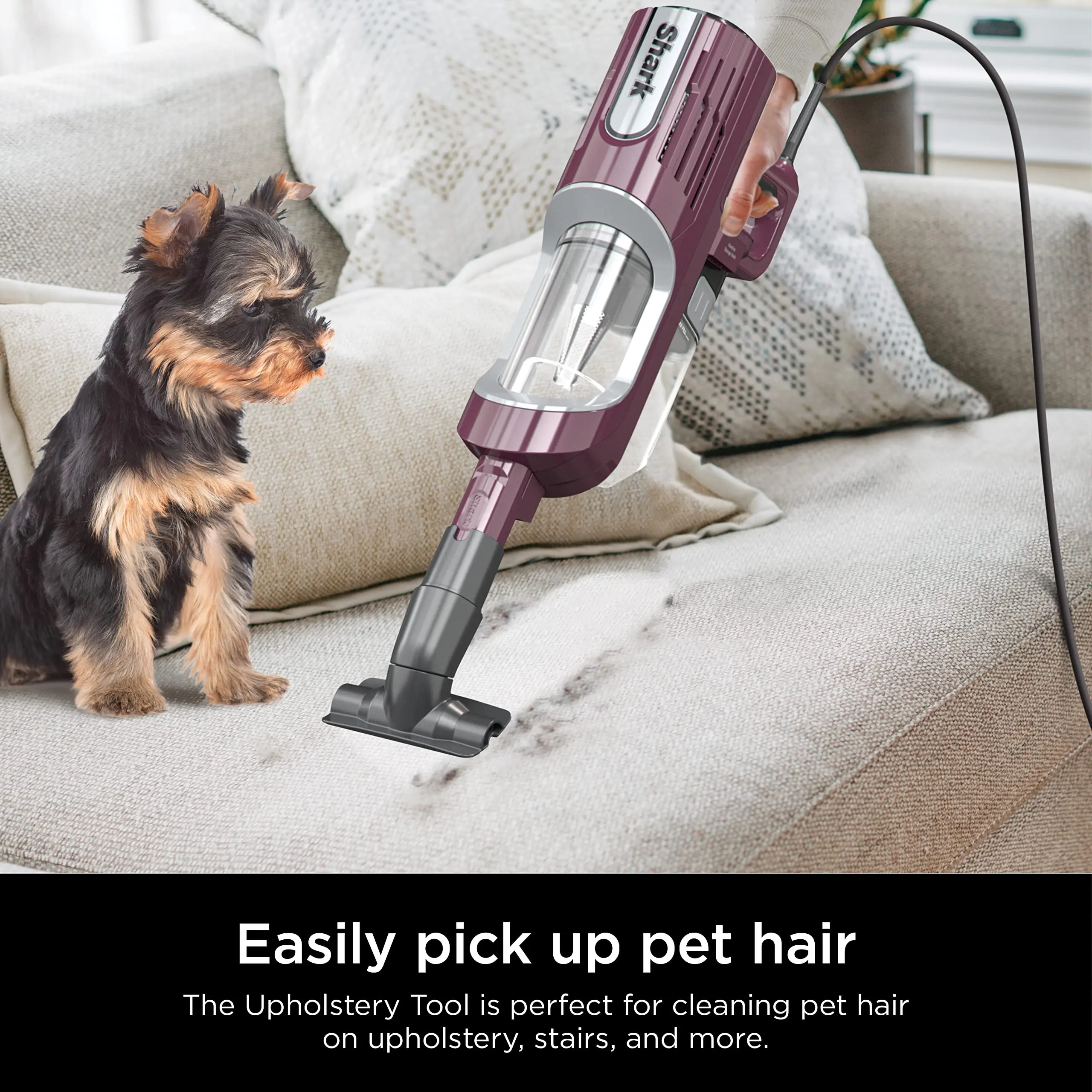 Shark HZ702 Ultralight PetPro Corded Stick Vacuum with PowerFins HairPro Odor Neutralizer Technology, Wine Purple, 0.37 L Capacity