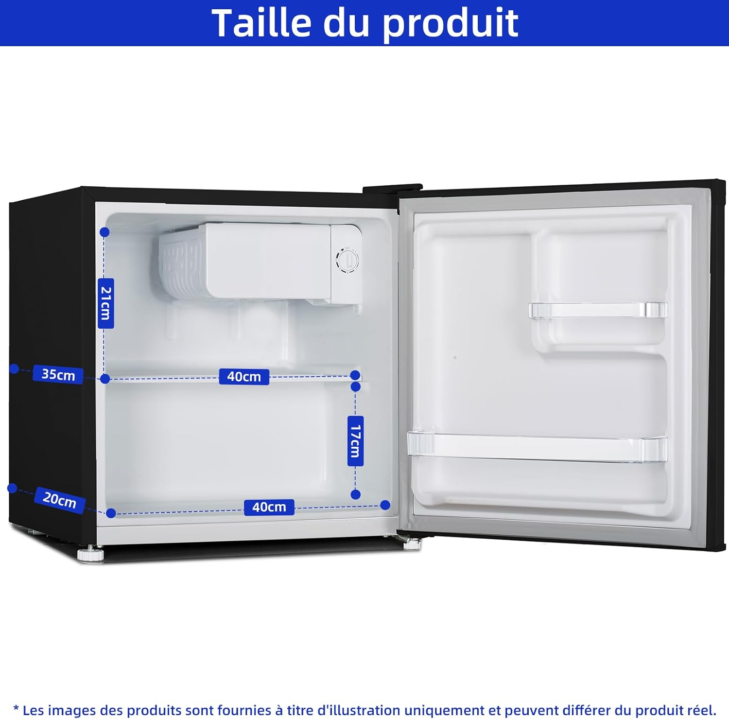 CHIQ Réfrigérateur vertical à une porte,126 L, encombremen 0,31 ㎡, Porte réversible, Tiroir à légumes, Étagères coulissantes, Faible niveau sonore 39 dB, Éclairage à DEL, Noir CSF120BE