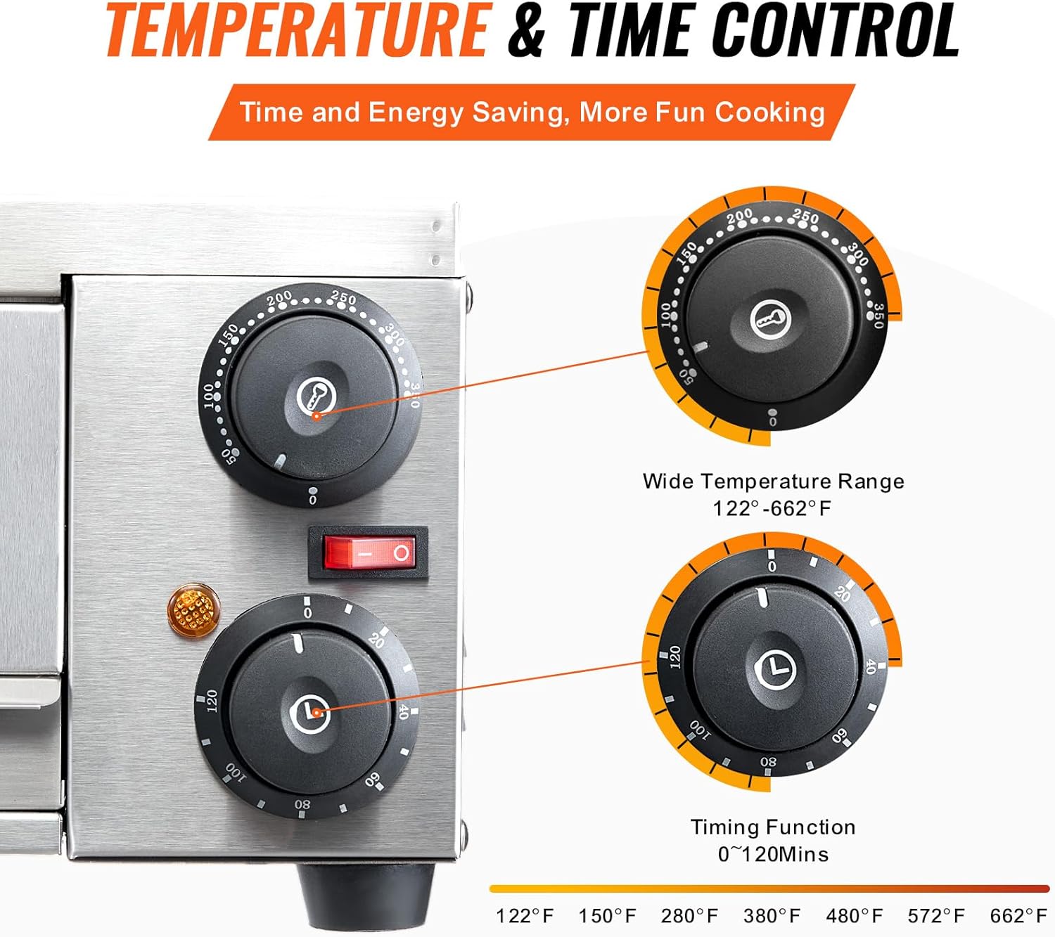 VEVOR Four à Pizza Commercial Capacité 16 po, Four Électrique de Comptoir Double Couche, en Acier Inoxydable, avec Pierre et Poignée, Machine à Pizza d'Intérieur Polyvalente pour Restaurant Maison