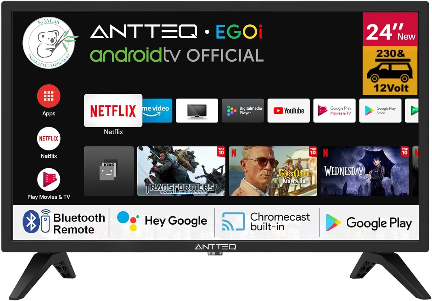 Antteq AB42D1 télévision 42 Pouces (TV 107 cm), Dolby Audio, LED, Triple Tuner DVB-C / T2 / S2, CI+, HDMI, Lecteur multimédia Via USB, Sortie Audio numérique, y Compris Mode hôtel