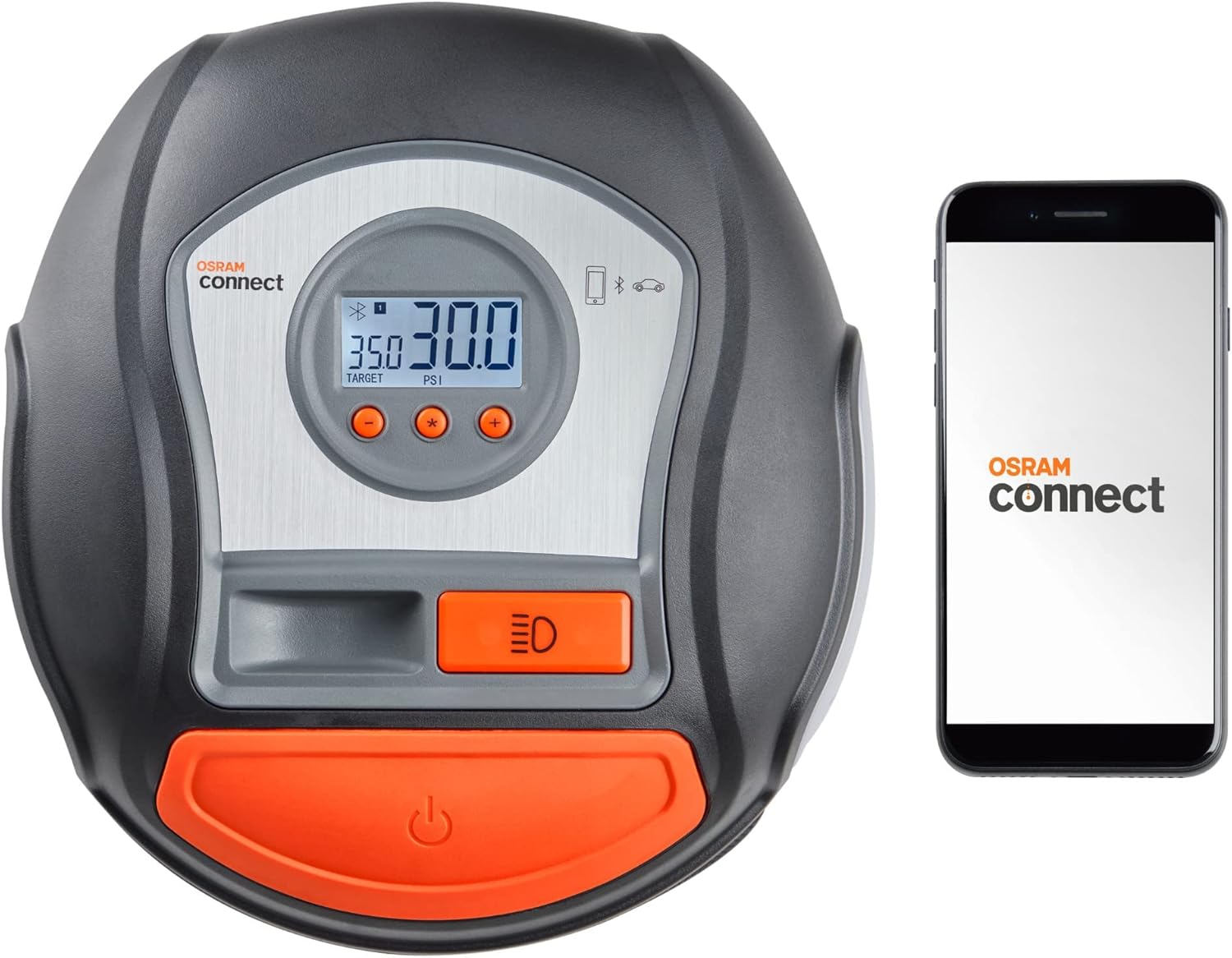 OSRAM TYREinflate Connect 650, compresseur de pneu numérique avec arrêt automatique et lumière LED, compresseur portable 12V pour pneus de voiture, connexion électrique via allume-cigare