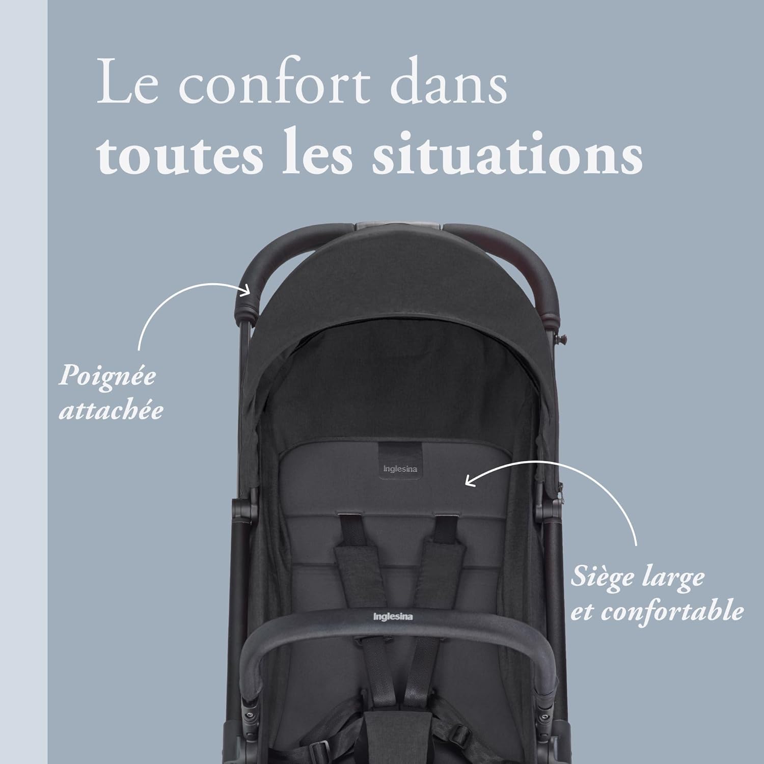 Inglesina Sketch Poussette Légère et Compacte, Bleu, Confortable, jusqu'à 17kg, Pliage à une main, UPF 50+
