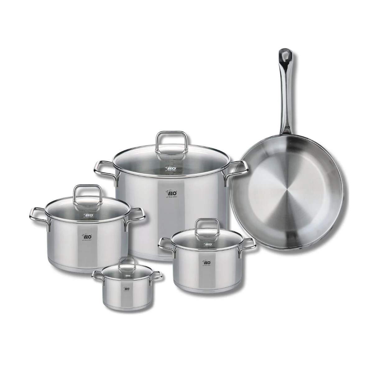 Ensemble de 1 Poêle de cuisson 28 cm et 4 faitouts 12, 16, 20 et 26 cm Elo Profi Citrin Elo