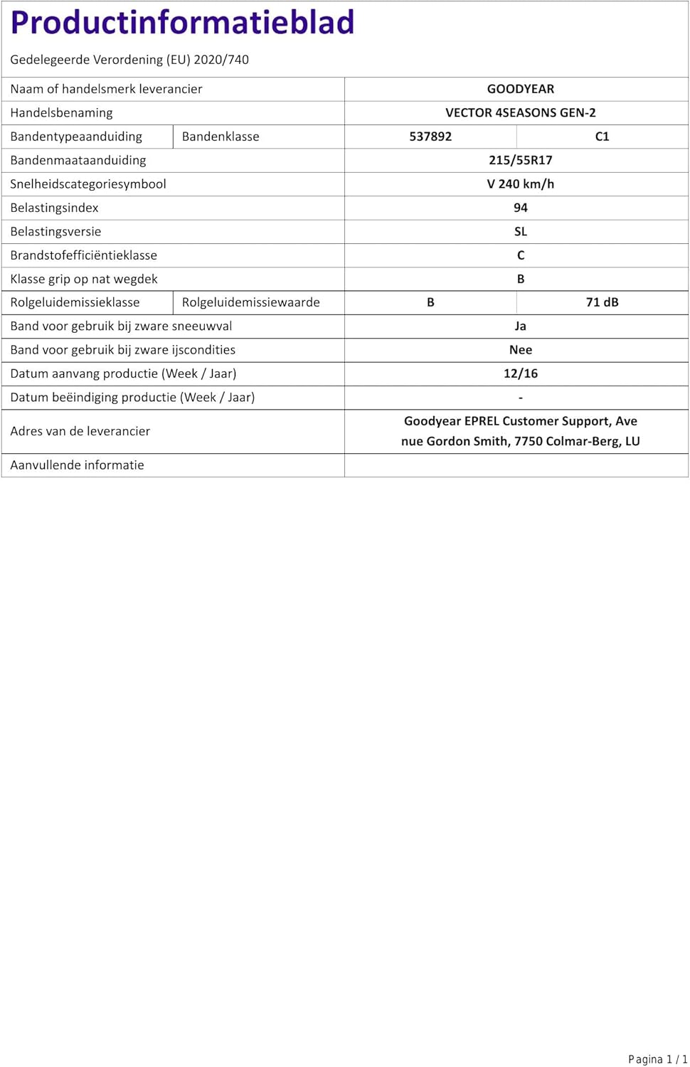 Goodyear Vector 4Seasons G2 M+S - 195/55R16 87H - Pneu 4 saisons