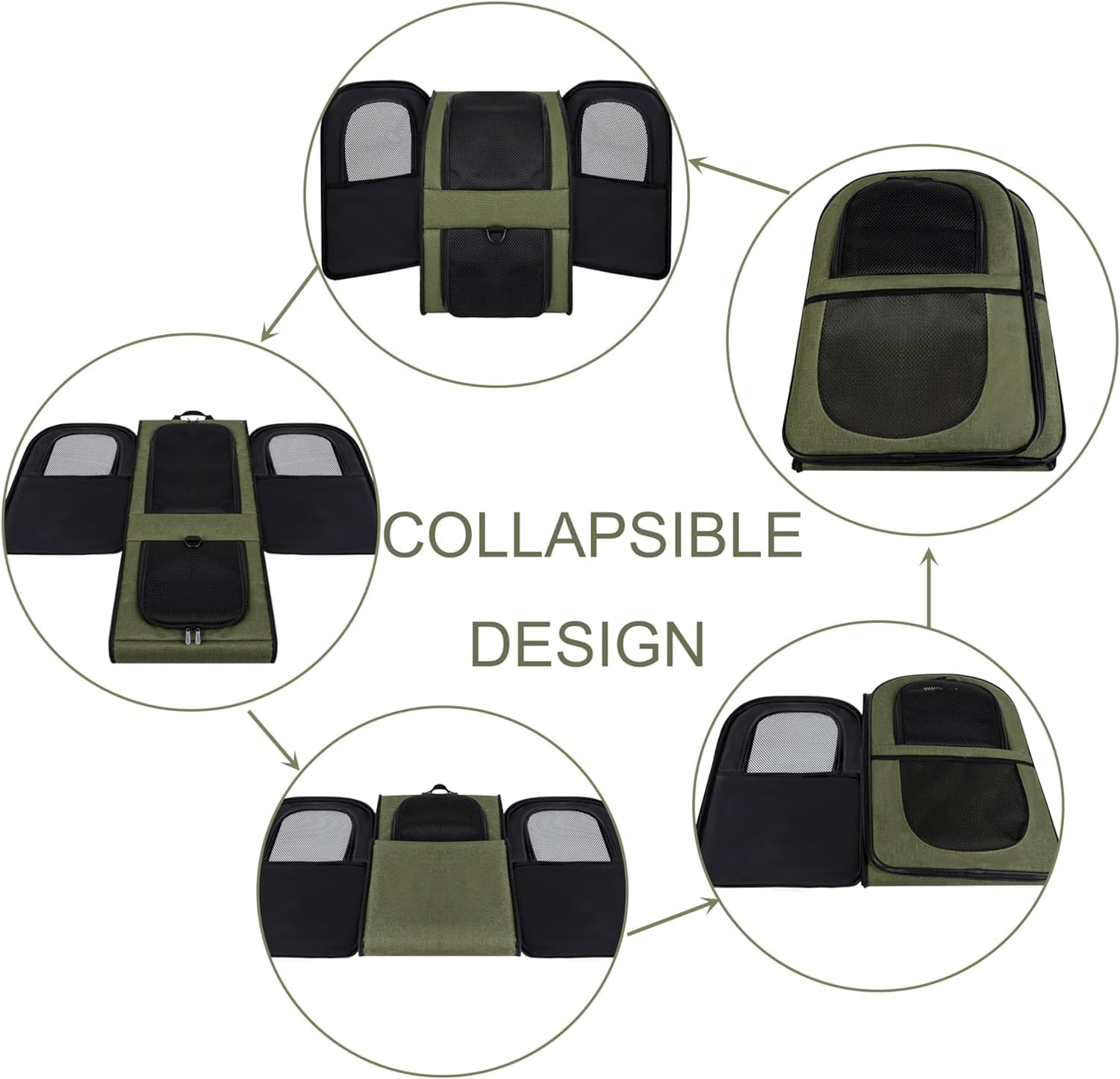 apollo walker Sac à dos pour animaux de compagnie, sac de transport pour chiens et chats de 2 à 12 kg, souple, vert armée