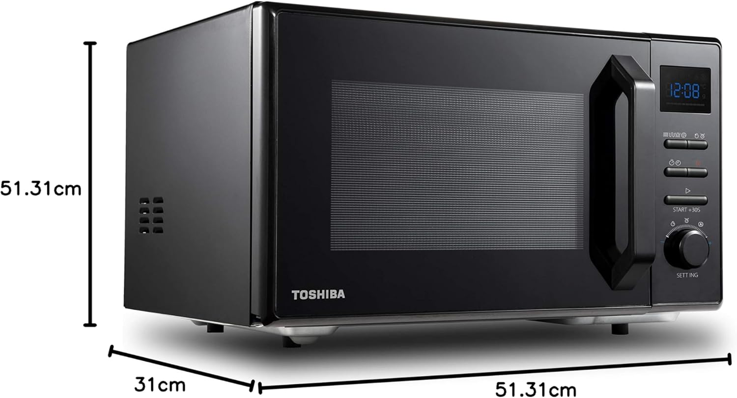 Toshiba Four à micro-ondes 4-en-1 25L MV-TC25T(BK), Technologie Origin Inverter, Micro-ondes avec friteuse à air chaud & Air chaud & Grill & Fonction Combi, 2100 W, Noir
