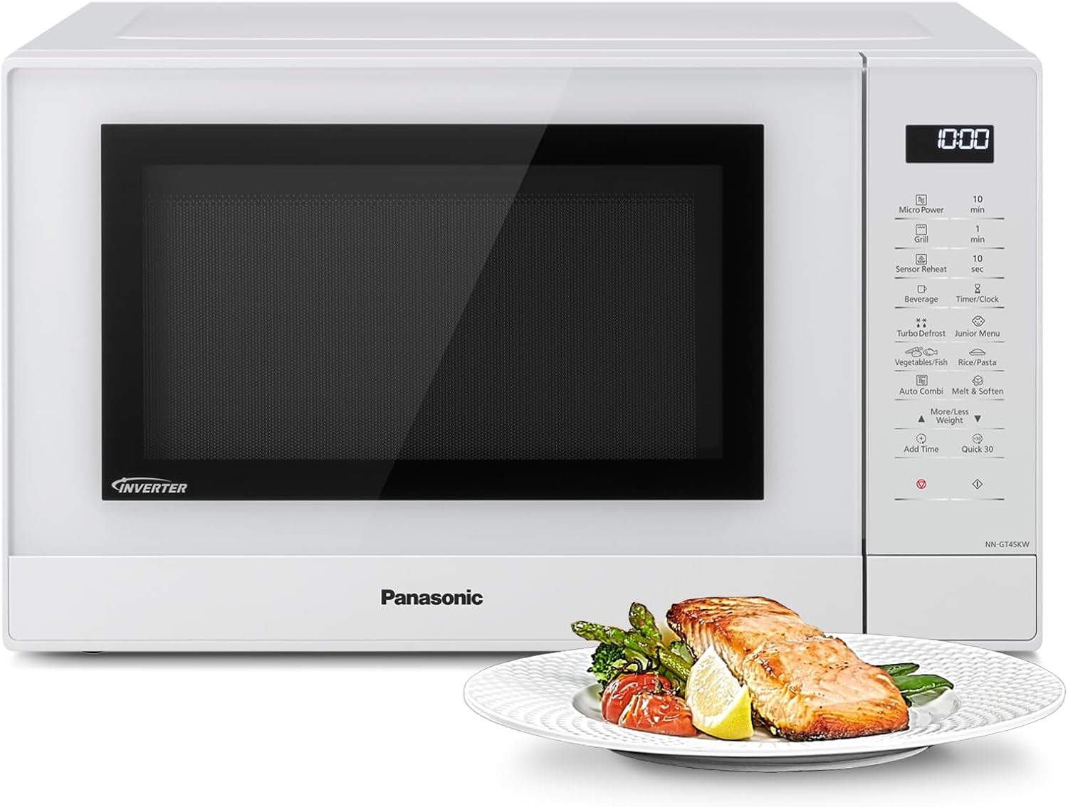 Panasonic NN-GT46KBSUG Four à Micro-ondes et Gril avec Plateau Tournant, 31 litres, Aacier Inoxydable, 1000 W, GrilL 1100 W, 24 Programmes Auto, Écran LCD, Capteur Genius, Menu Junior, Noir