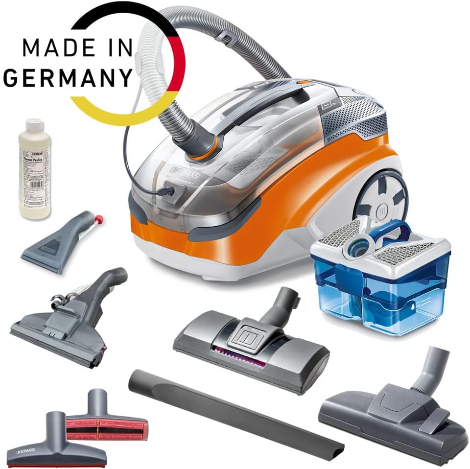 THOMAS AQUA + PET & Family Aspirateur aquafilter: élimine rapidement les poils d'animaux et odeurs animales, Orange/Gris