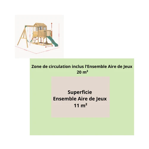 Aire de jeux enfant Montessori - 3 en 1 Balançoire, Toboggan, Cabane en bois modulable
