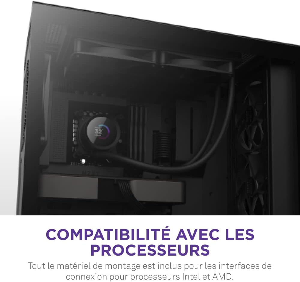 NZXT Kraken Elite 280 RGB - Refroidisseur de liquide CPU AIO - Radiateur 280mm - Ventilateur F280 RGB - IPS LCD 2,72 personnalisable - Turbine Pump - LGA 1700 1200 115X 1851 / AM5 AM4 - Noir
